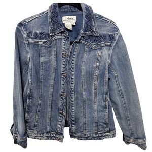 Back In The Saddle Womens Medium Blue Denim Western Soutache Jacket 551123R